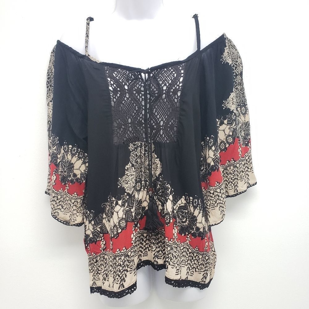 Angie Dark Romantic Boho Top Size Small